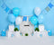 Kate Cake smash Ballons Bleu Blanc Anniversaire Toile de fond pour la photographie - Kate Backdrop FR