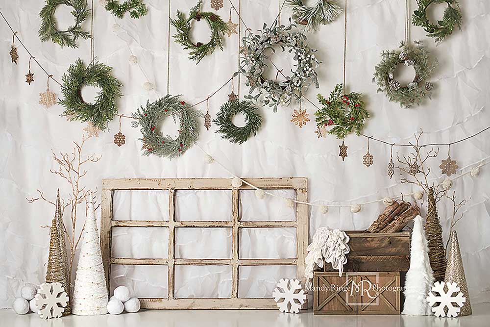 Kate Hiver Rustique Noël Blanc Toile de fond conçue par Mandy Ringe