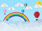Origami Hot Air Balloon Cloud Rainbow Backdrop