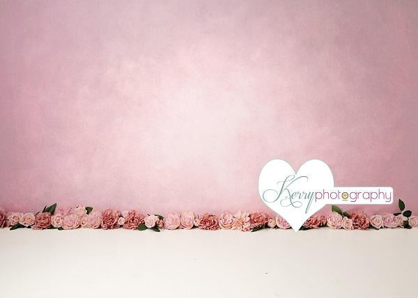 Kate Floral rose pour toile de fond d'anniversaire pour enfants pour la photographie conçue par Kerry Anderson