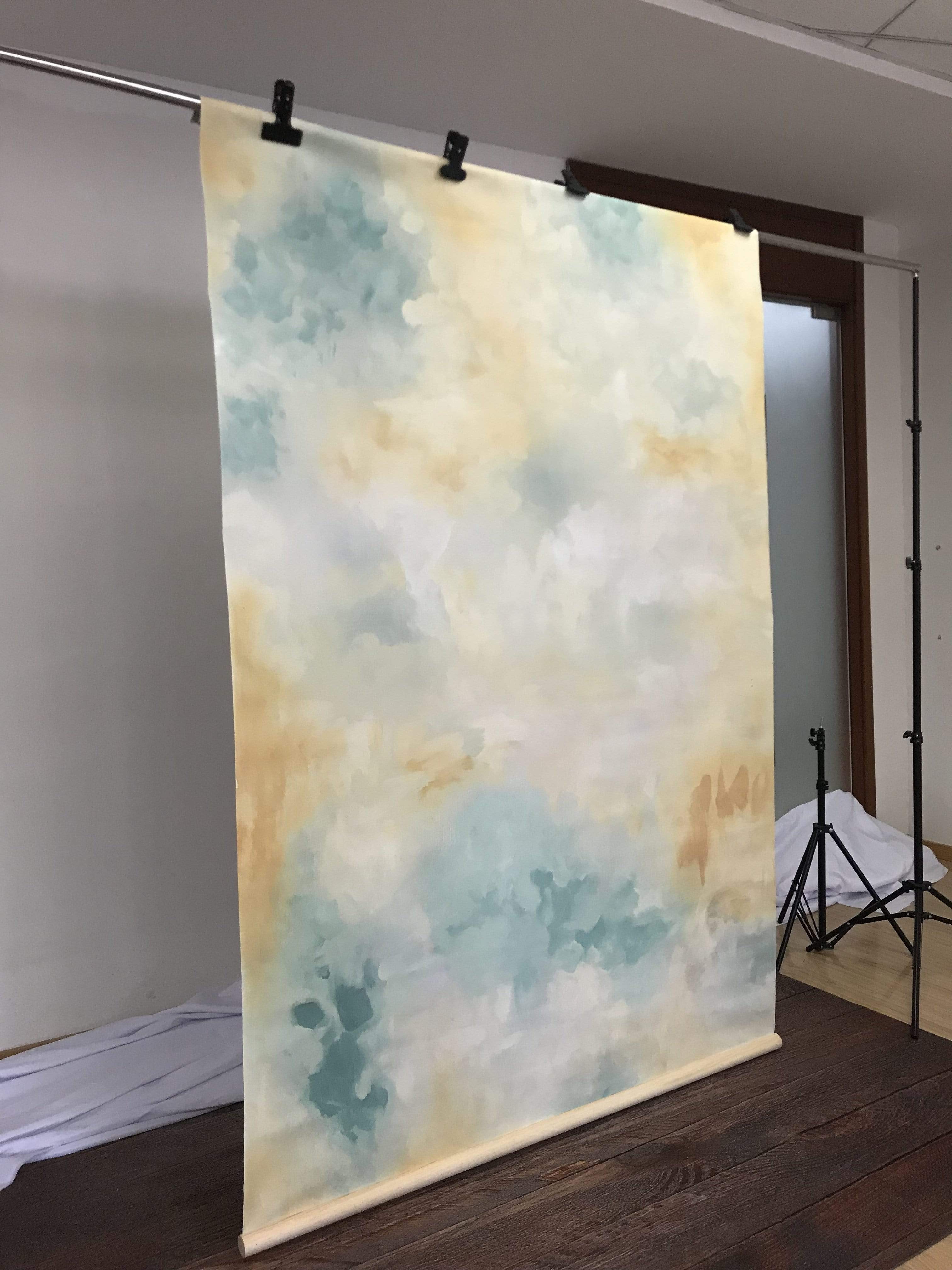 Katebackdrop£ºKate Abstract Texture Yellow Green and White Mixing Hand Painted Backdrops