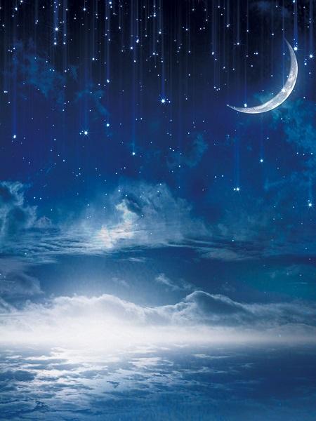 Katebackdrop£ºKate Night Sky Backdrop Cloud Moon and Star Children