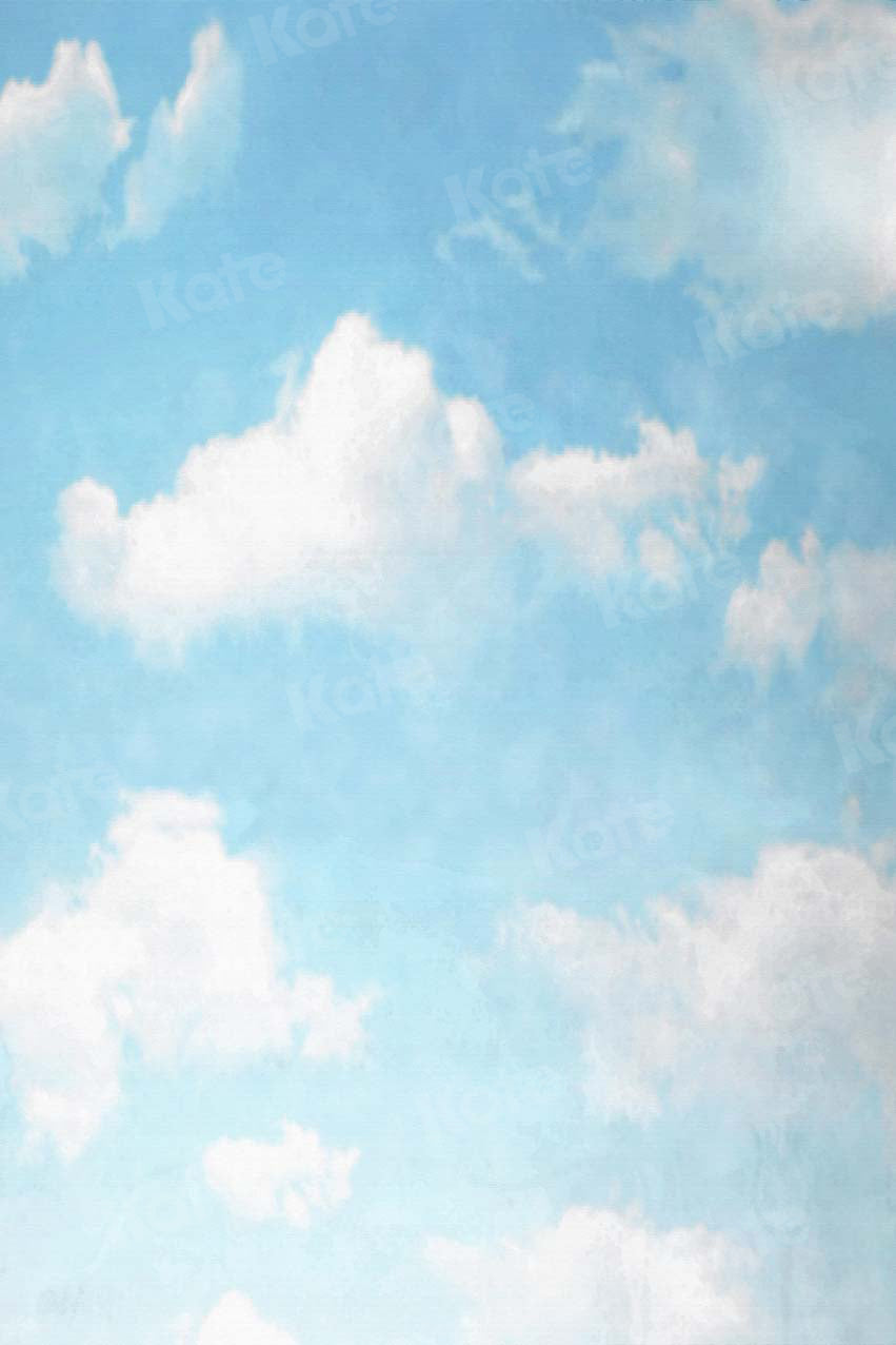 Kate Nuages Ciel Bleu Blanc Été Bébé Toile de fond pour la photographie - Kate Backdrop FR