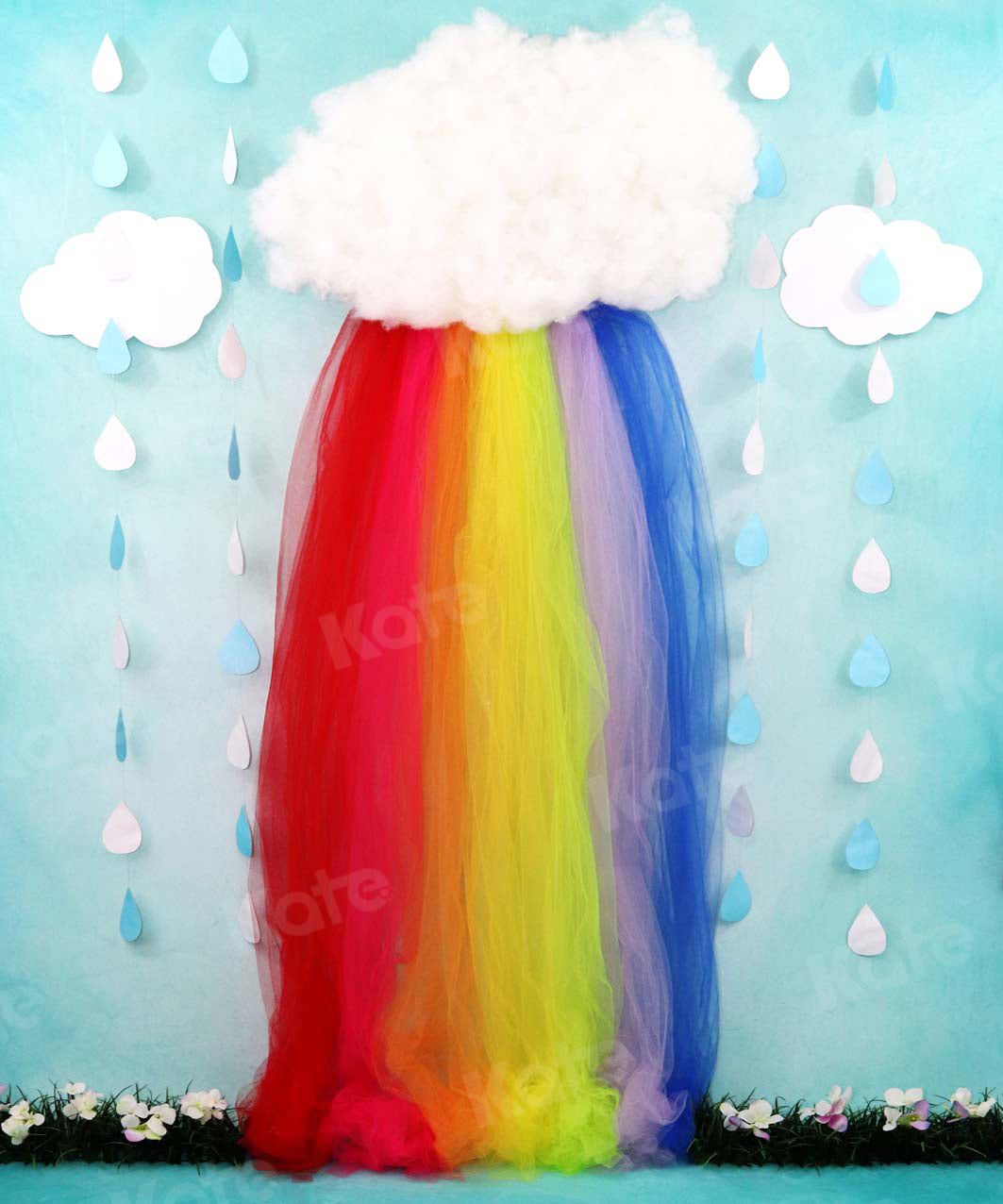 Kate Toile de fond pour enfants Rainy Spring Rainbow Flowers Conçu par Leann West