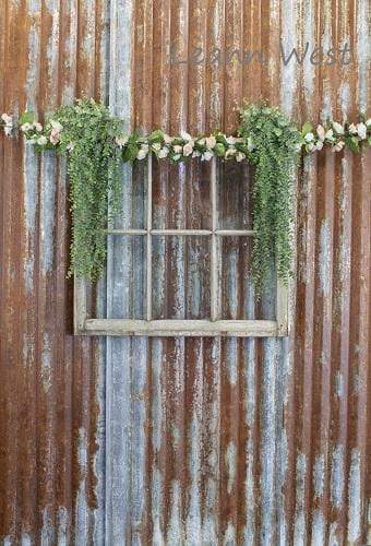 Katebackdrop£ºKate Vintage Rust Wall with Flower Window Decoration Backdrop Designed by Leann West