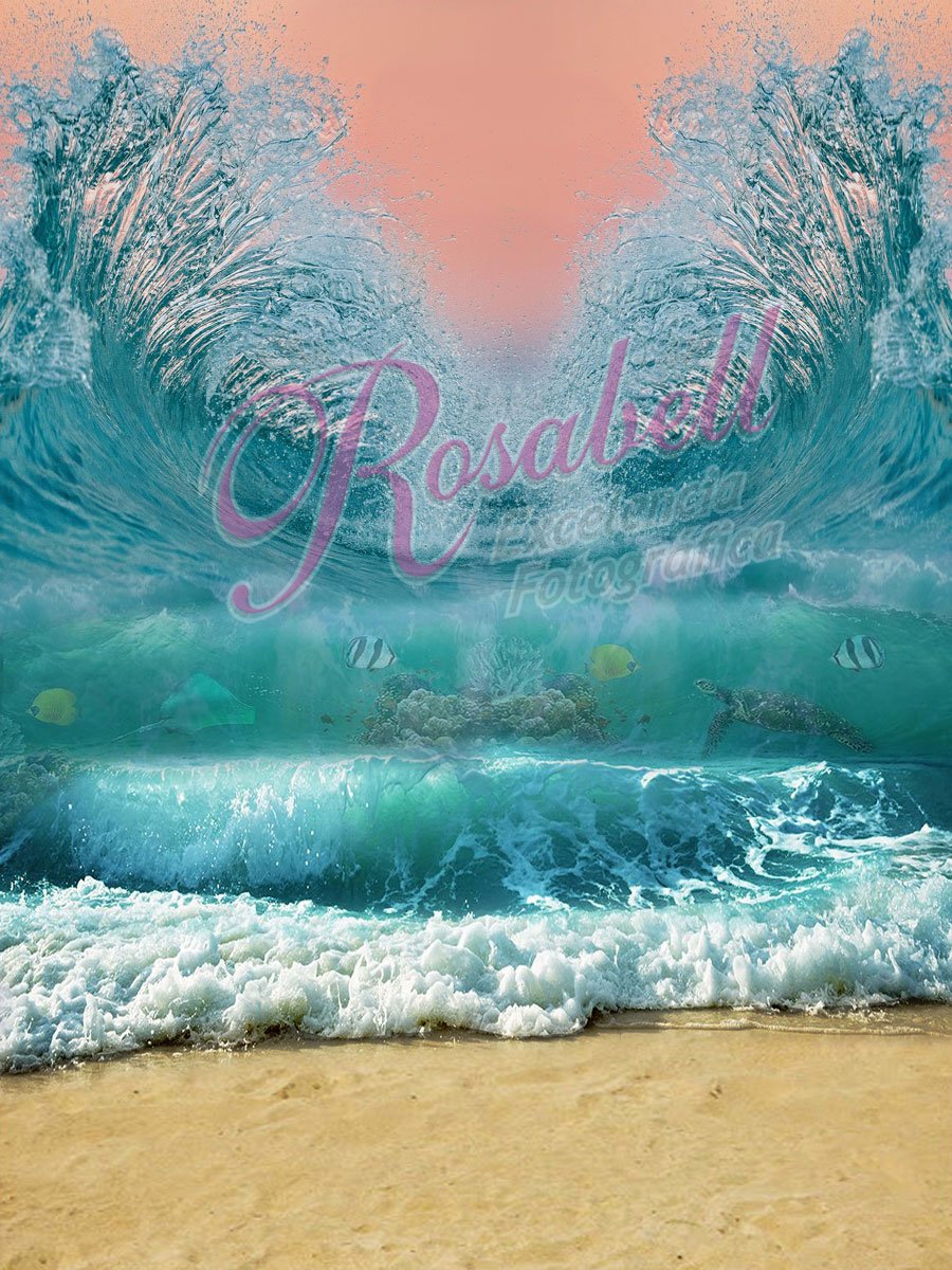 Kate Été Plage Vagues Bleu Vacances Toile de fond conçue par Rosabell Photographie - Kate Backdrop FR