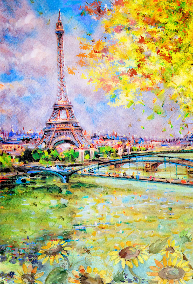 Kate Pont d'Iéna Peinture à l'huile de la fête nationale de la tour Eiffel pour les photographes toile de fond