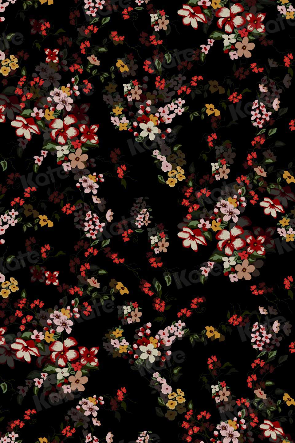 Kate Toile de fond de Fleur abstraite backdrop noire pour studio de photographe - Kate Backdrop FR