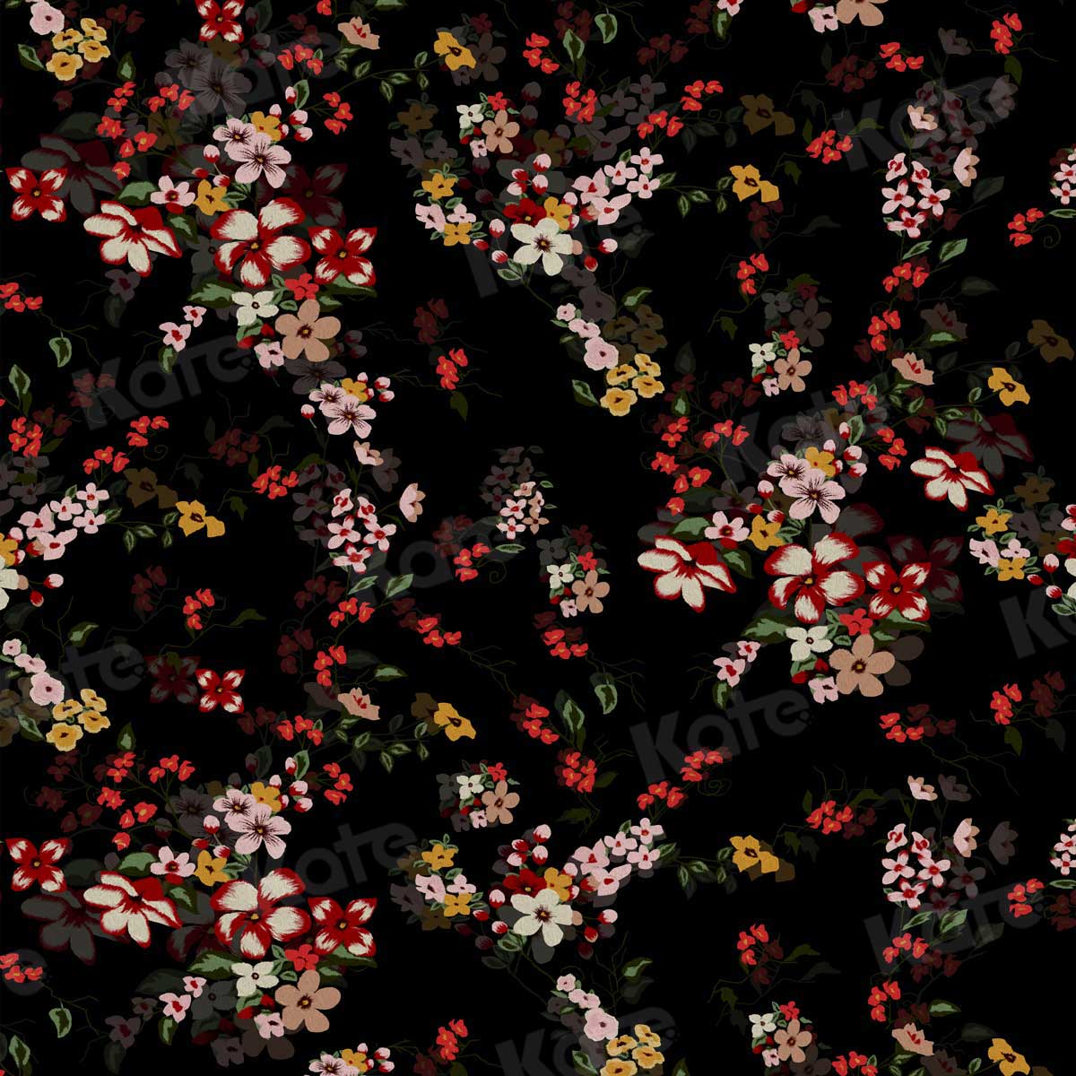 Kate Toile de fond de Fleur abstraite backdrop noire pour studio de photographe - Kate Backdrop FR