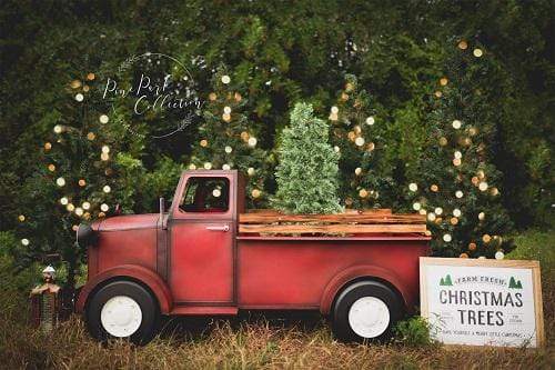 Katebackdrop£ºKate Christmas Red Truck Tree Farm Backdrop Designed By Pine Park Collection