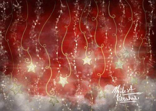 Katebackdrop£ºKate Shining Stars Red Christmas Backdrop Designed by Modest Brushes