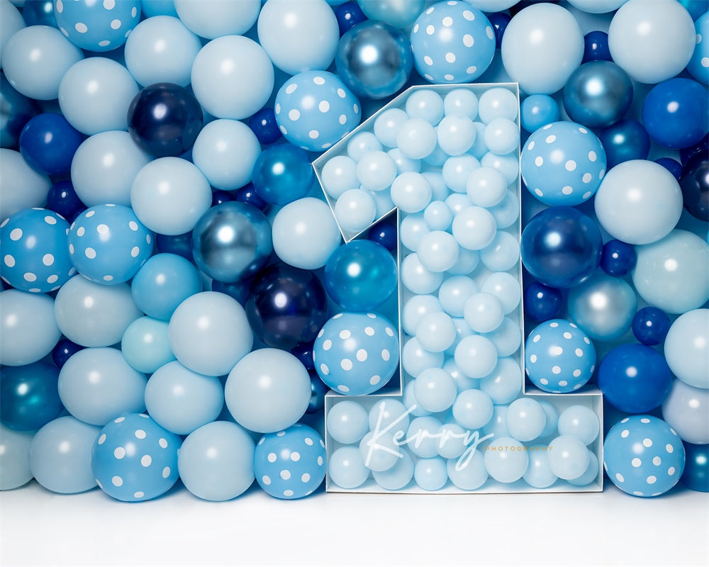 Kate Ballons Bleu 1er Anniversaire Enfant Toile de fond conçu par Kerry Anderson