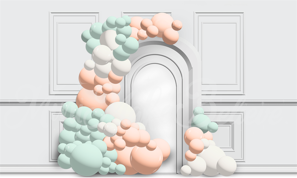 Kate Arche de ballon Dessin animé Anniversaire Toile de fond conçu par Mini MakeBelieve