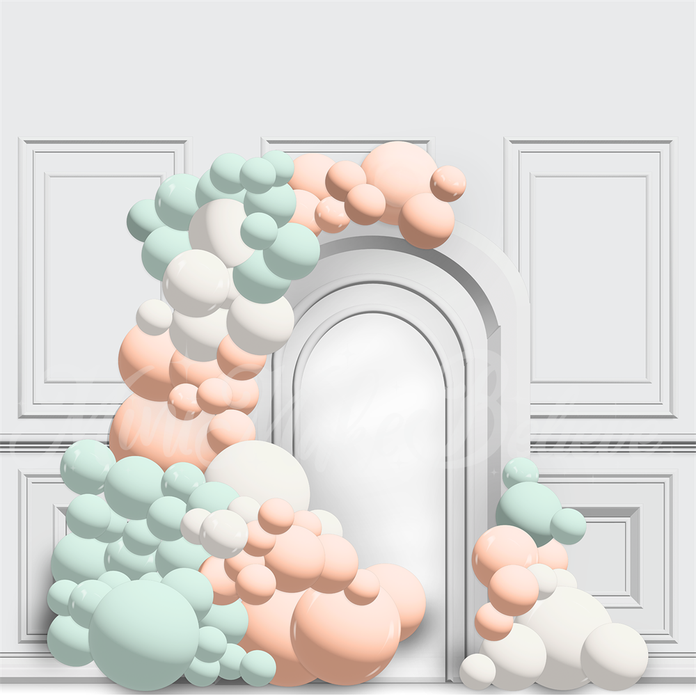 Kate Arche de ballon Dessin animé Anniversaire Toile de fond conçu par Mini MakeBelieve