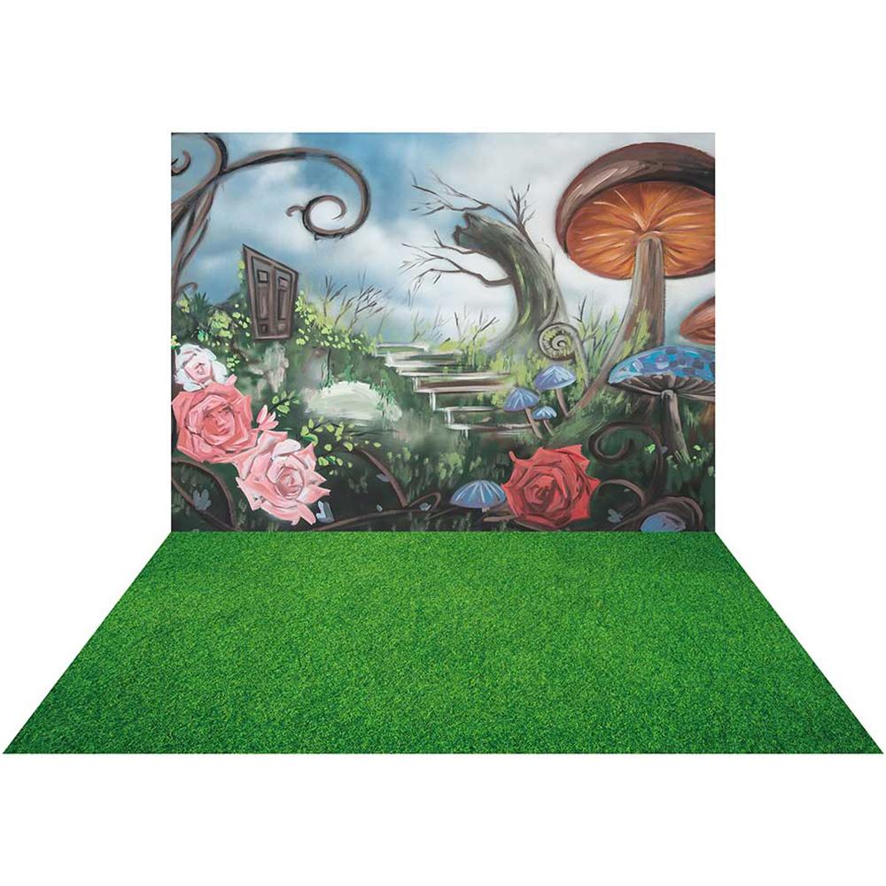 Kate Pays des merveilles Toile de fond+Prairie verte Tapis de sol en caoutchouc - Kate Backdrop FR