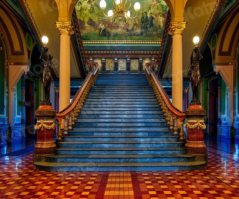 Kate Bâtiment Classique Grand escalier Toile de fond pour la photographie