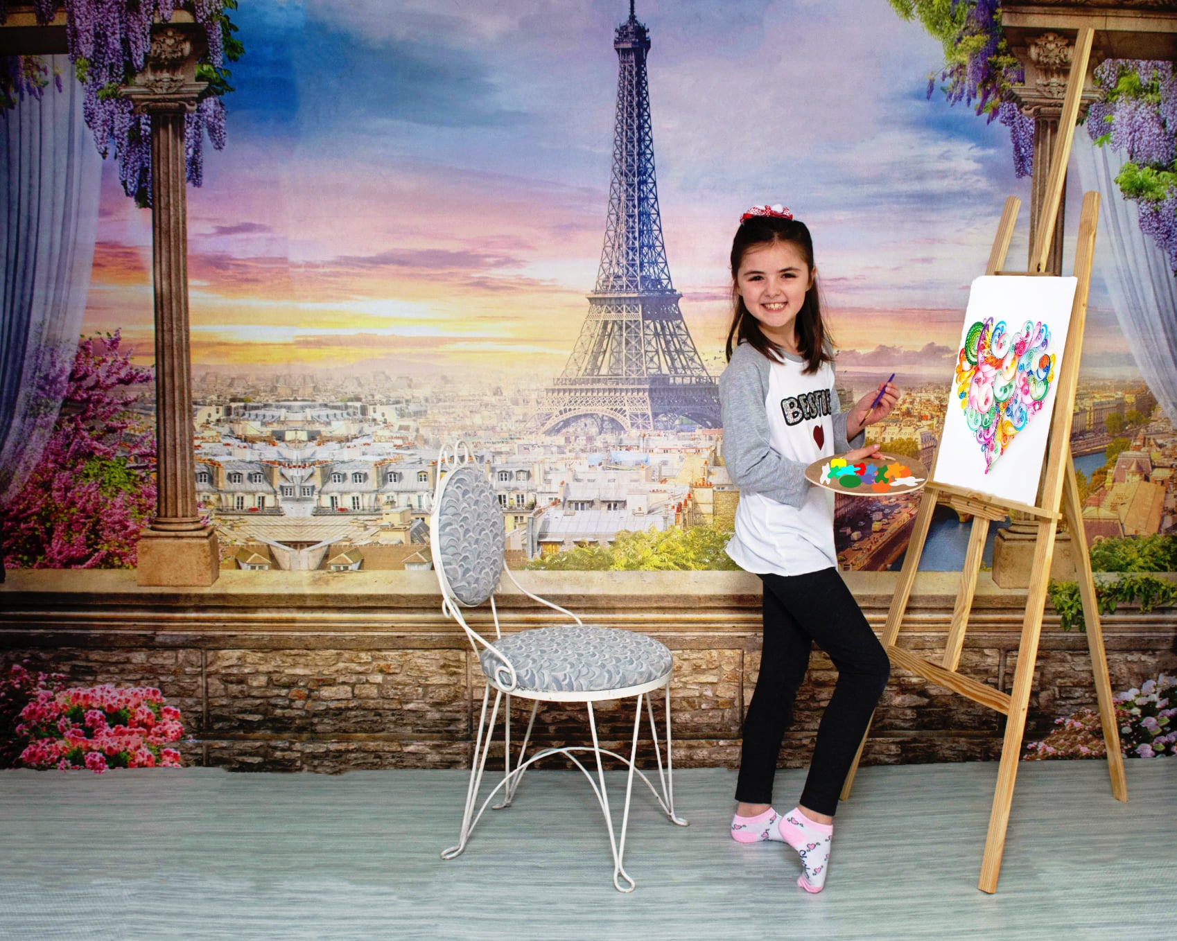 Kate Toile de fond de la tour Eiffel de fleurs colorées