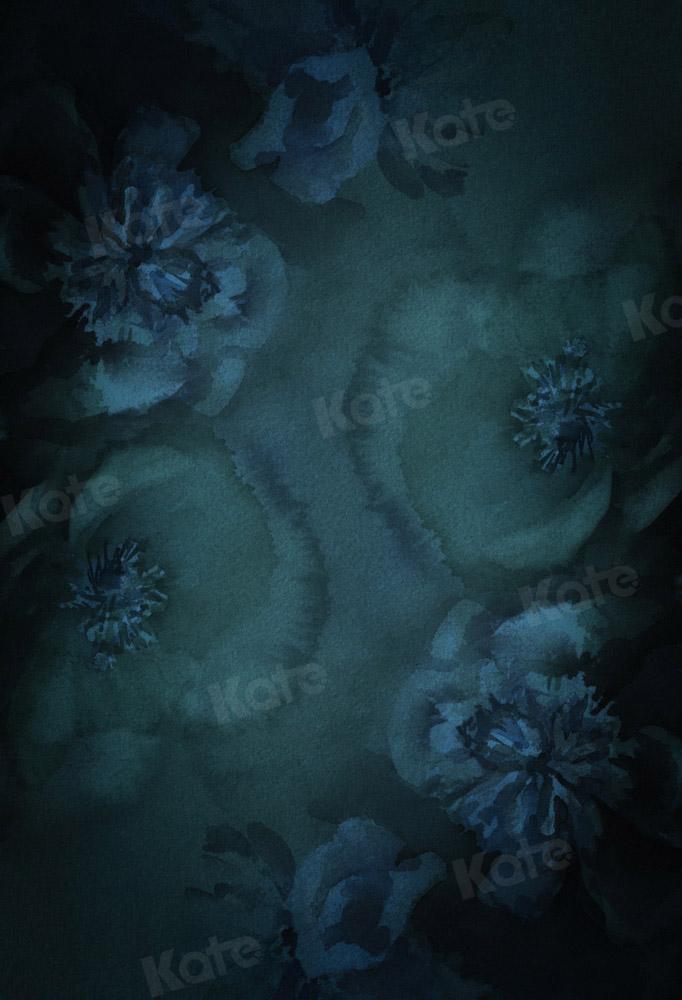 Kate toile de fond bleu-vert fleur d'art conçue par GQ - Kate Backdrop FR