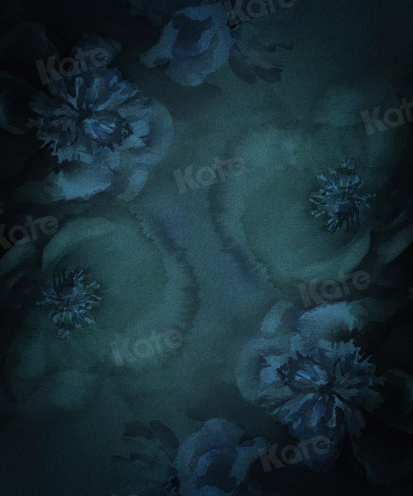 Kate toile de fond bleu-vert fleur d'art conçue par GQ - Kate Backdrop FR