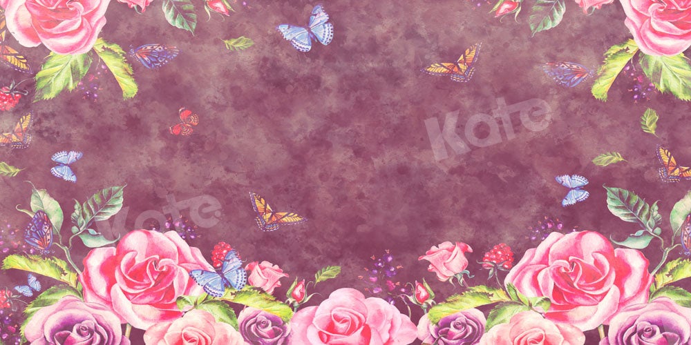 Kate fleurs papillons toile de fond texture abstraite conçue par chaîne photographie