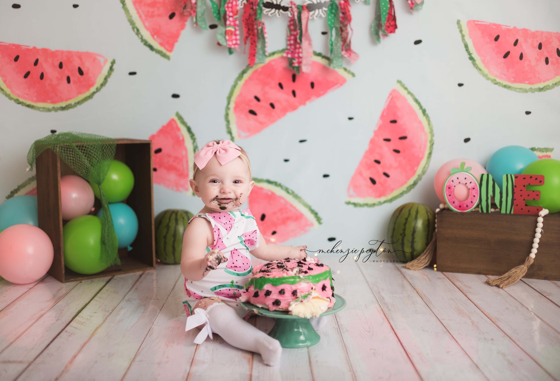 Kate Été Pastèque Cake smash Anniversaire Toile de fond pour la photographie - Kate Backdrop FR
