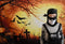 Kate Halloween Cimetière Chauves-souris Citrouille Toile de fond conçue par Chain Photography - Kate Backdrop FR