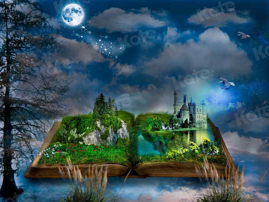 Kate Livre Magique Monde Clair de lune Nuages Toile de fond pour la photographie - Kate Backdrop FR