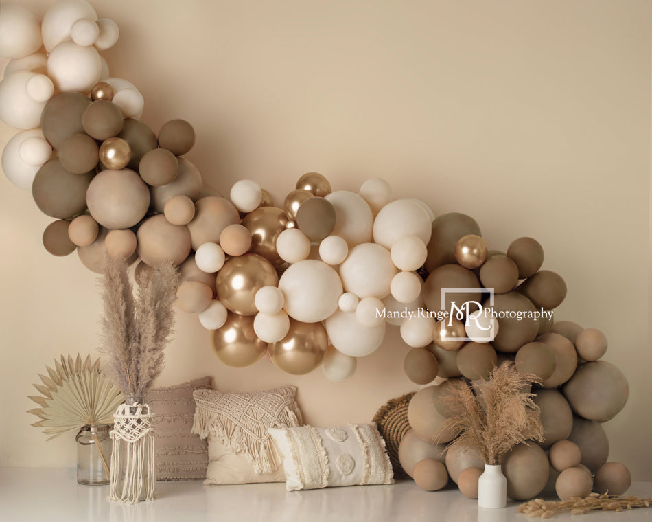 Kate Ballons Boho Macramé Oreillers Toile de fond Conçu par Mandy Ringe - Kate Backdrop FR