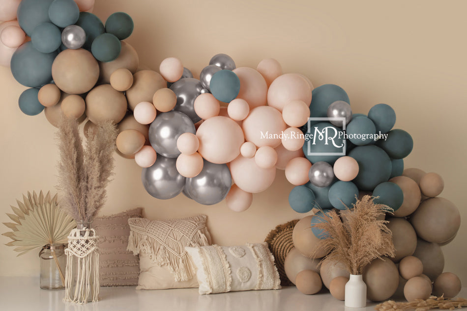 Kate Ballons Boho Macramé Oreillers Mat Toile de fond conçue par Mandy Ringe Photographie