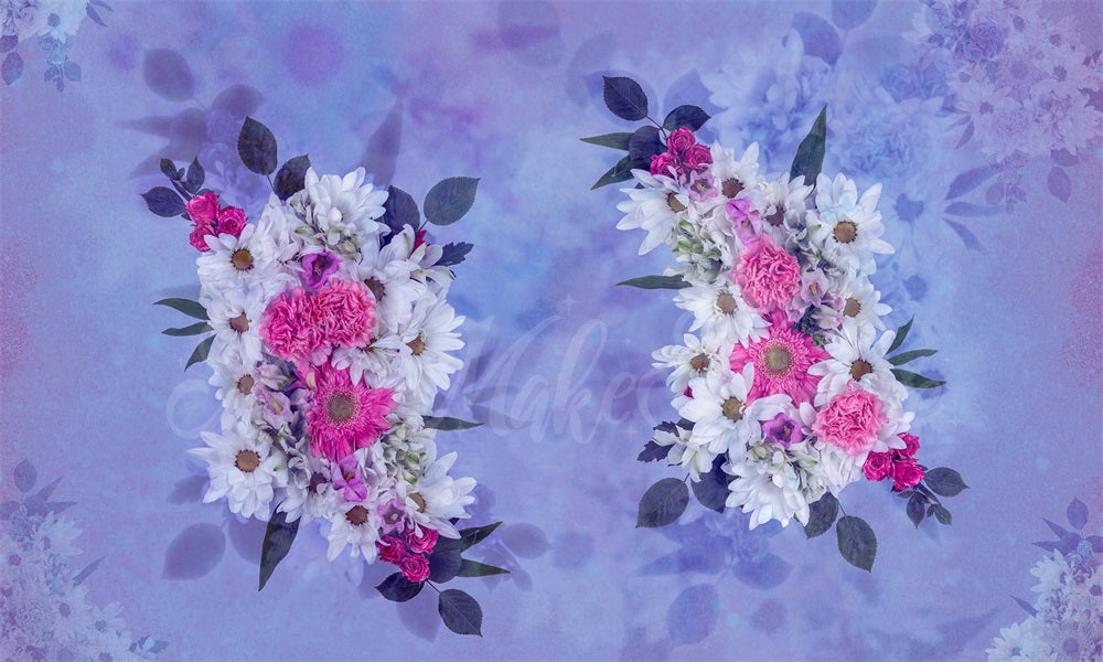 Kate Fête des Mères Fleurs Violet Rose Blanc Toile de Fond Conçu par Mini MakeBelieve