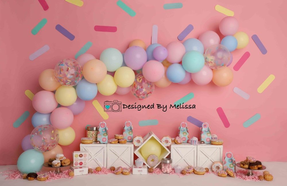 Kate Cake smash Fête des beignets Rose Toile de fond conçu par Melissa King
