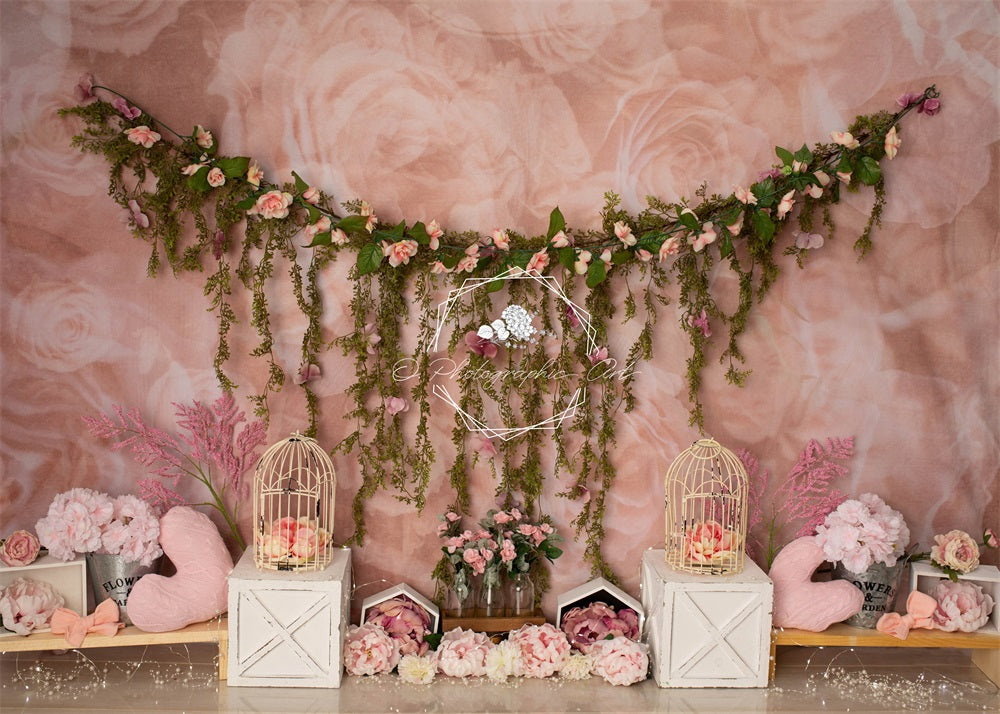 Kate Élégant Fleurs Rose Saint Valentin Toile de fond conçue par Jenna Onyia - Kate Backdrop FR