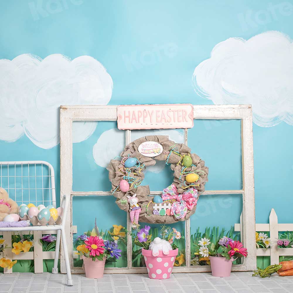 Kate Décorations de lapin Pâques printemps enfants toile de fond pour la photographie conçue par Erin Larkins