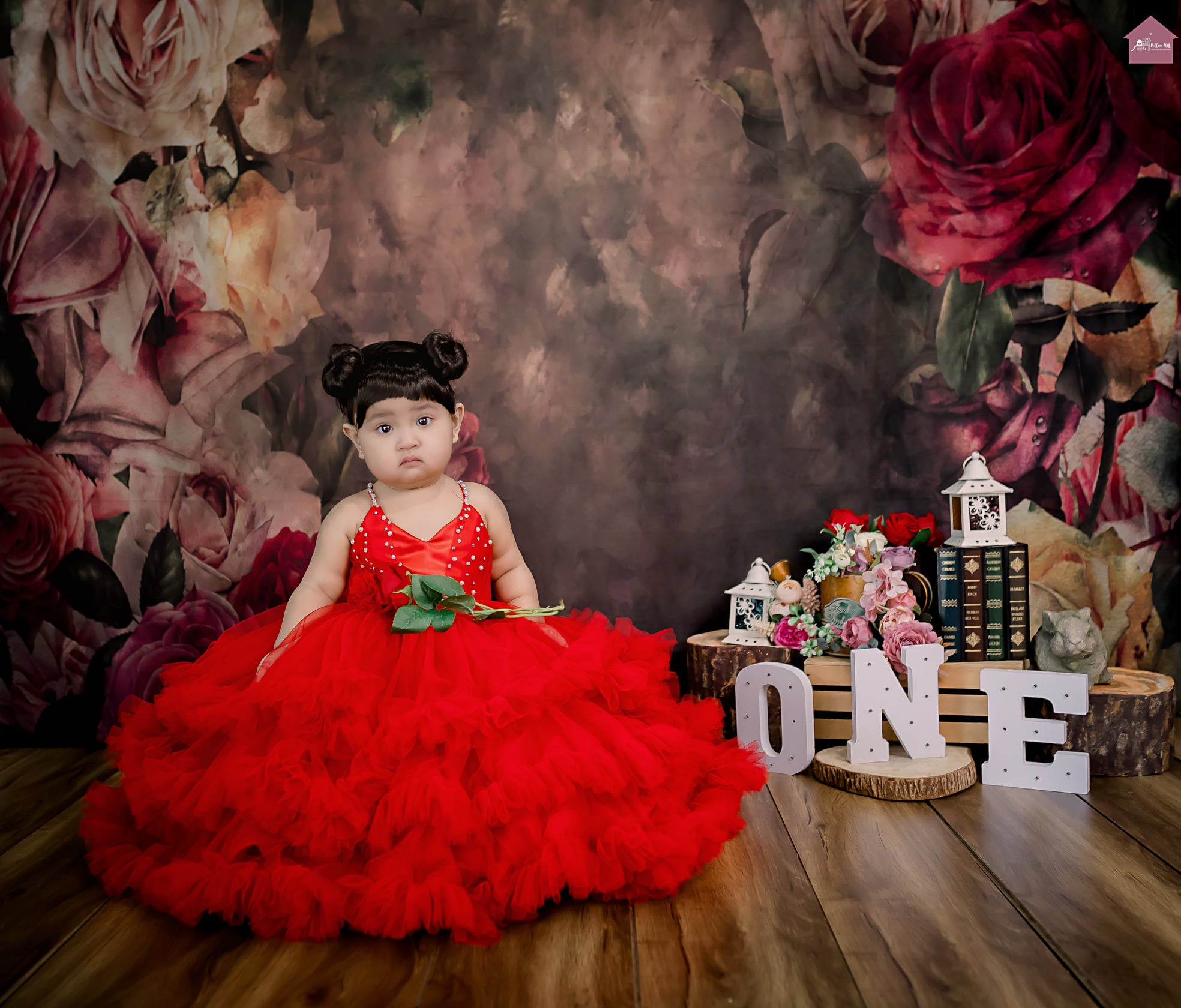 Kate Fleurs abstraites Rouge Rétro Toile de fond conçue par Jerry_Sina - Kate Backdrop FR