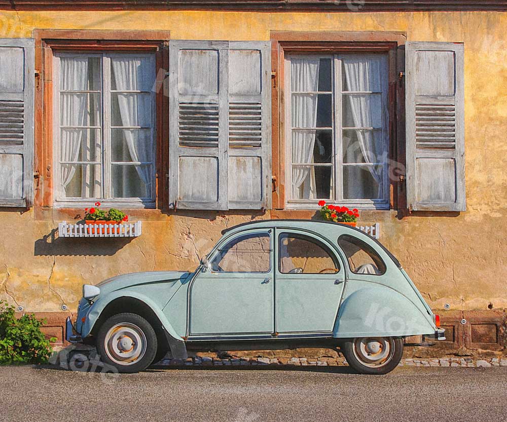 Kate Fenêtres architecturales en toile de fond de voiture de rue rétro conçue par Chain Photographie - Kate Backdrop FR