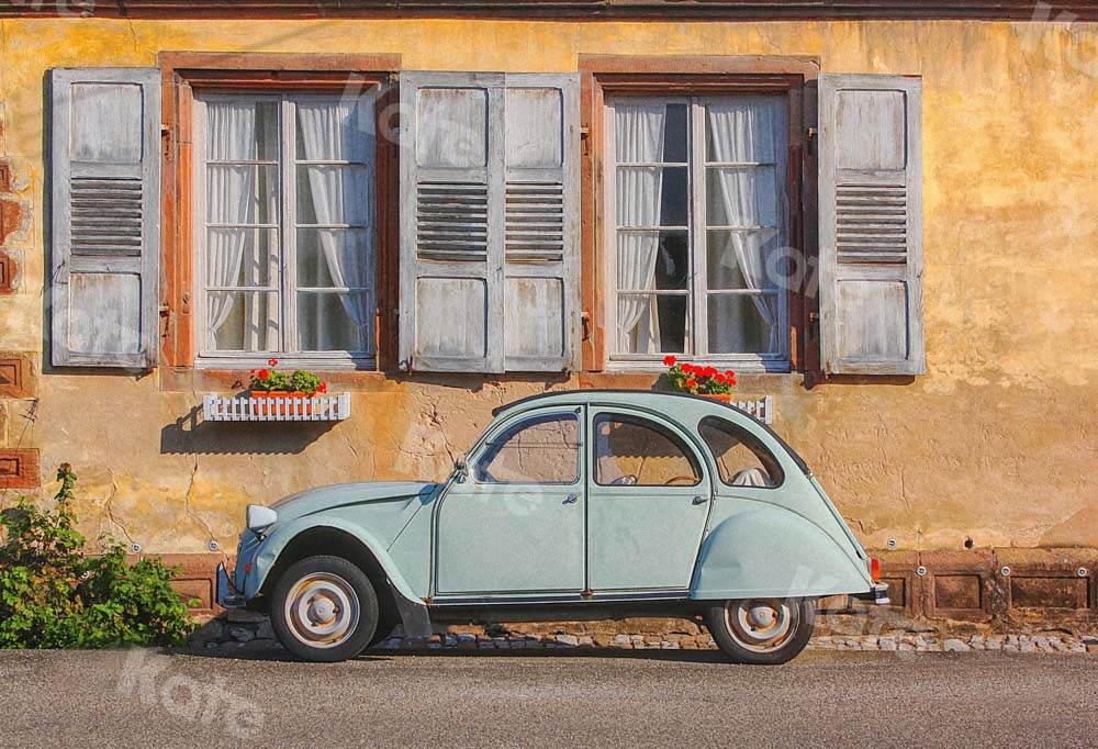 Kate Fenêtres architecturales en toile de fond de voiture de rue rétro conçue par Chain Photographie - Kate Backdrop FR