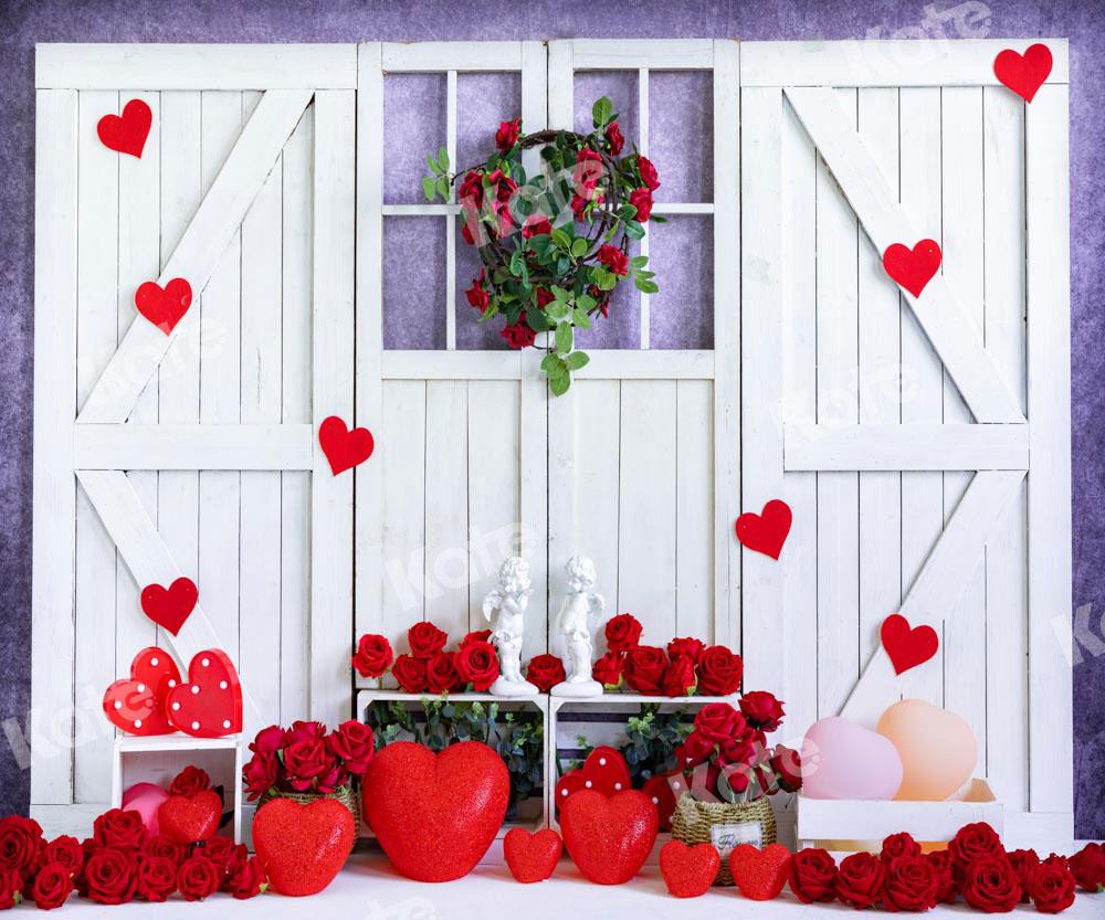 Kate Roses La Saint-Valentin Porte en Bois Blanc Toile de fond conçue par Emetselch