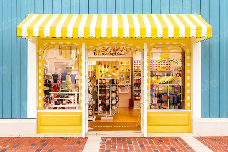 Kate Petite toile de fond de magasin de marchandises jaune pour la photographie