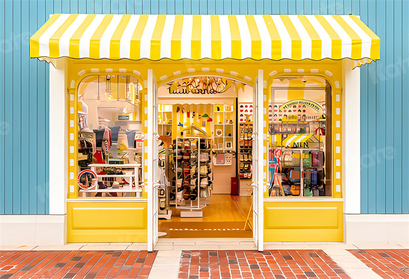 Kate Petite toile de fond de magasin de marchandises jaune pour la photographie