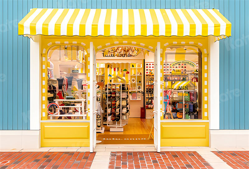 Kate Petite toile de fond de magasin de marchandises jaune pour la photographie - Kate Backdrop FR