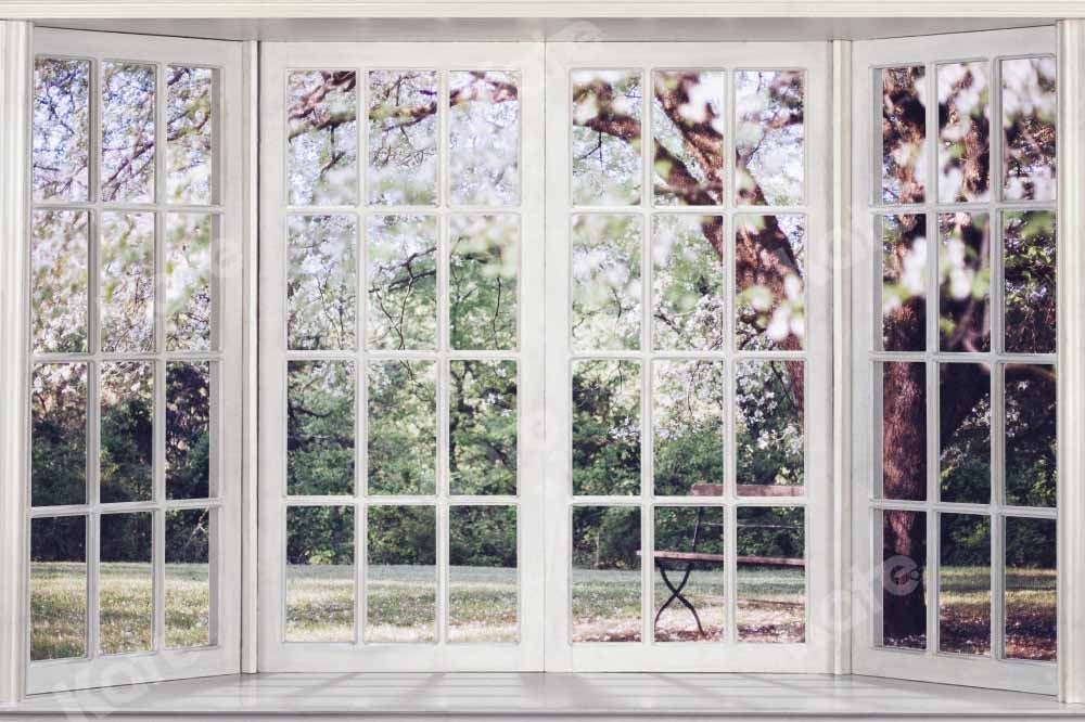Kate toile de fond de printemps à l'extérieur de la fenêtre blanche conçue par Chain Photographie