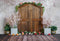 Kate Porte de grange Brun Printemps Fleurs Toile de fond pour la photographie - Kate Backdrop FR