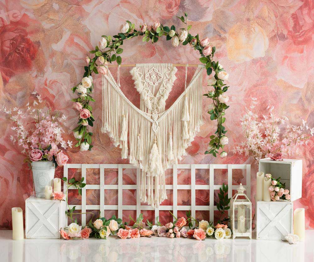 Kate Clôture Guirlande de fleurs Printemps Boho Toile de fond conçu par Emetselch - Kate Backdrop FR
