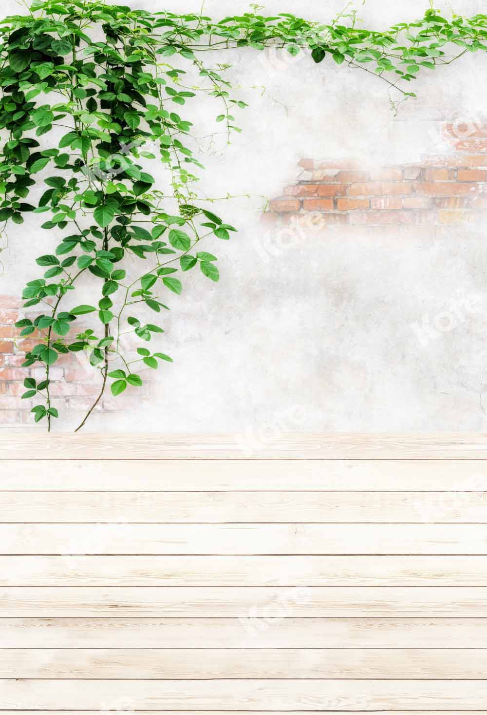 Kate Printemps Mur de briques Planche de bois Blanc Toile de fond conçue par Chain Photographie