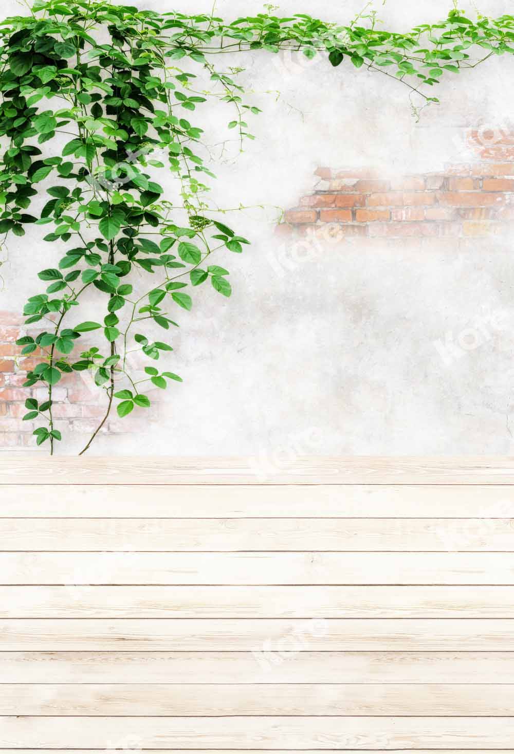 Kate Printemps Mur de briques Planche de bois Blanc Toile de fond conçue par Chain Photographie - Kate Backdrop FR