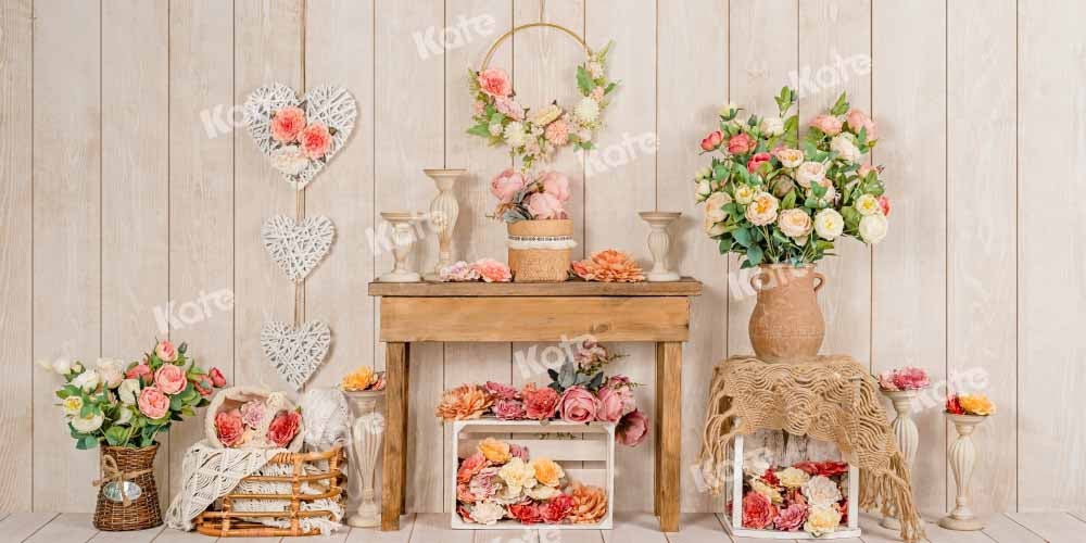 Kate Table en Bois Fleurs Printemps Toile de fond conçue par Emetselch