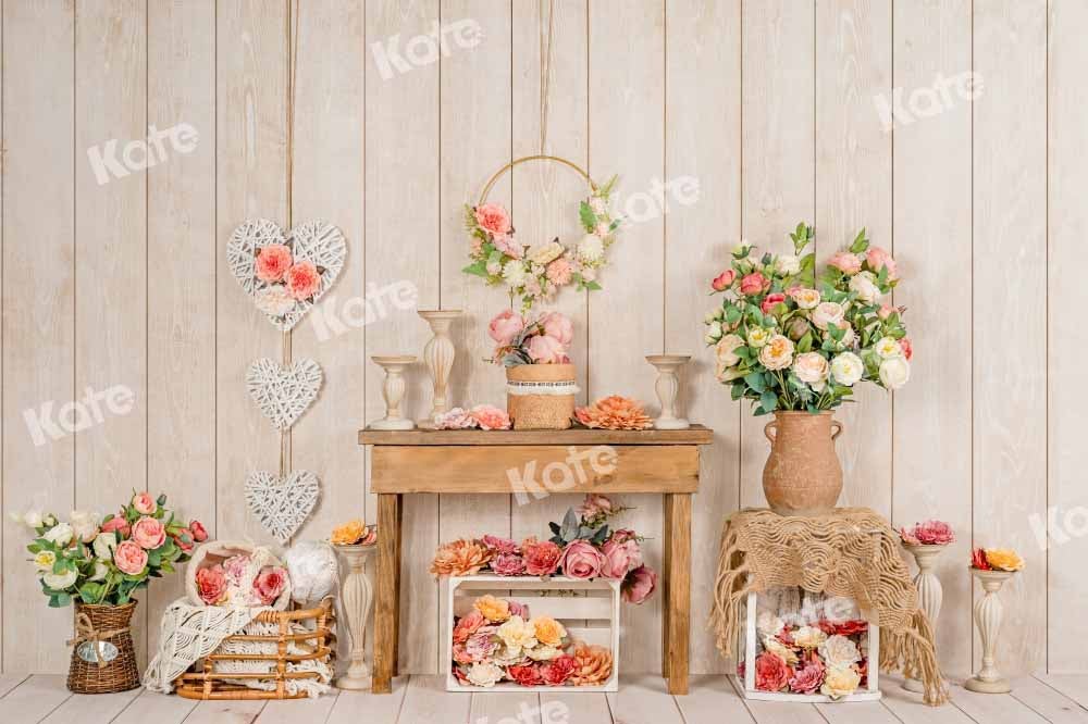 Kate Table en Bois Fleurs Printemps Toile de fond conçue par Emetselch - Kate Backdrop FR