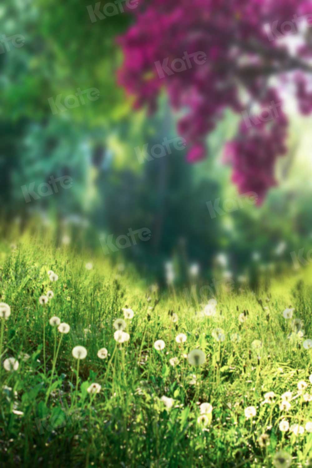 Kate Printemps Prairies Vert Fleurs Arbre Toile de fond pour la photographie - Kate Backdrop FR