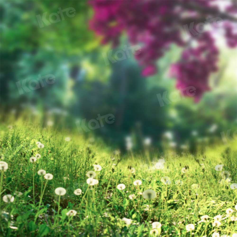 Kate Printemps Prairies Vert Fleurs Arbre Toile de fond pour la photographie - Kate Backdrop FR