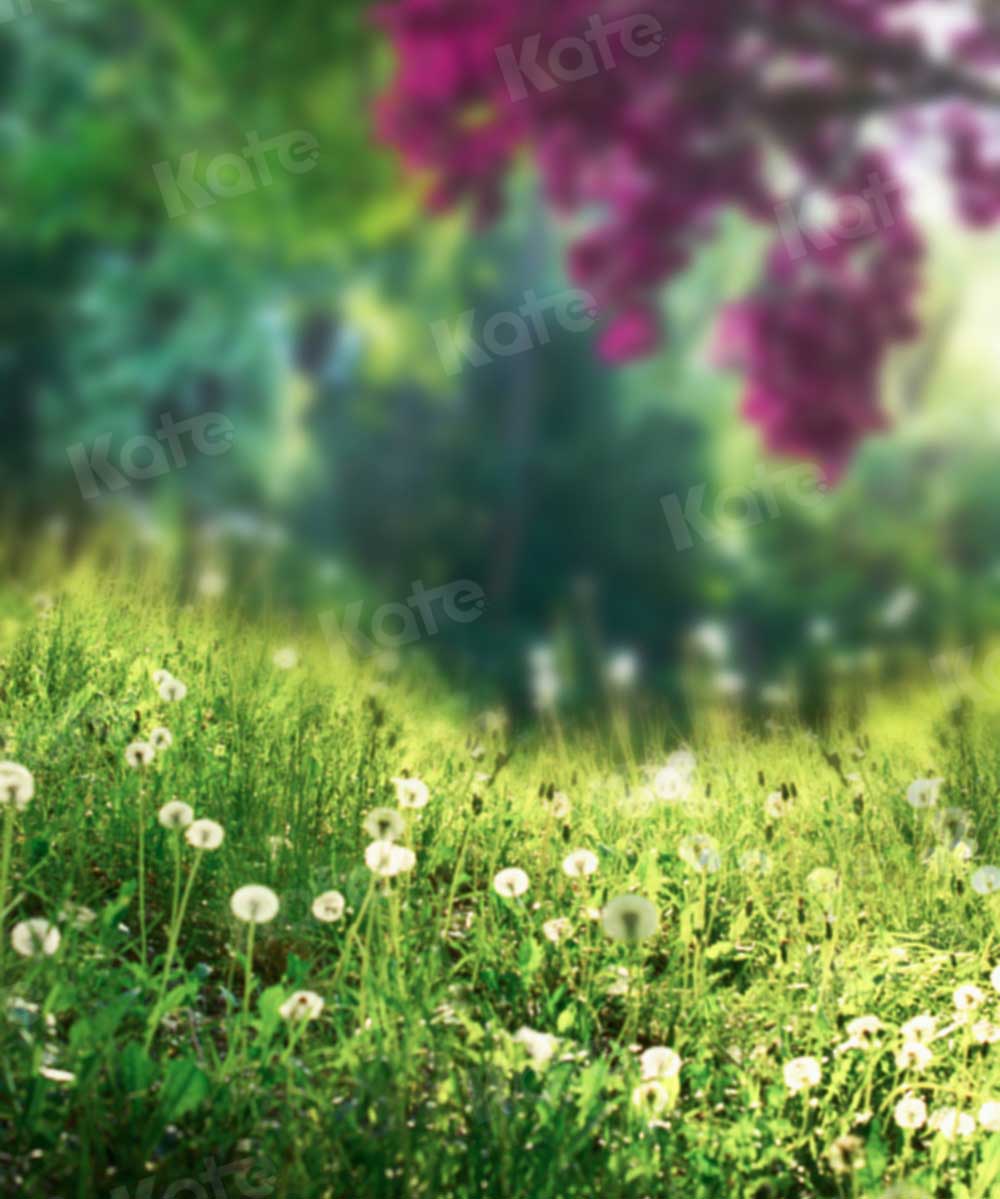 Kate Printemps Prairies Vert Fleurs Arbre Toile de fond pour la photographie - Kate Backdrop FR